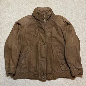 Vtg Adventure Bound Wilsons Leather Jacket Mens Large Brown Bomber Aviator 80s